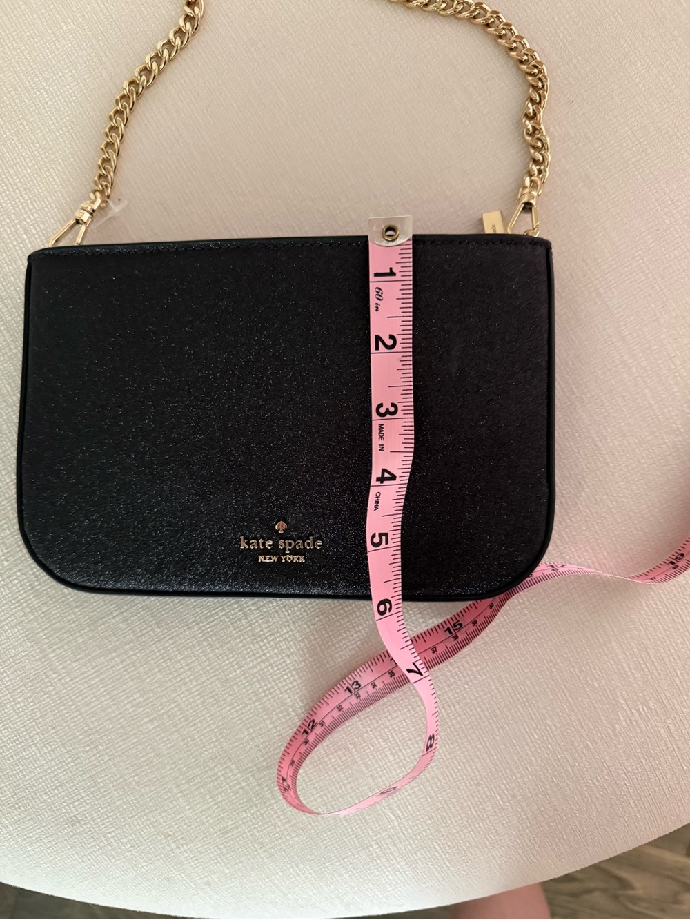 kate spade black glitter shoulder bag with gold chain - Picture 7 of 7